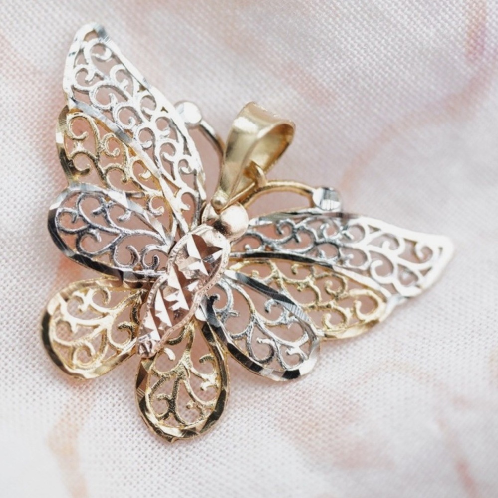 10K GOLD TRI COLOR BUTTERFLY CHARM